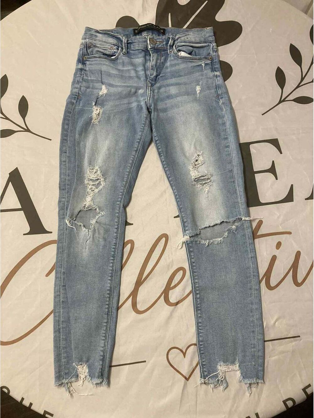 Express Light Blue Distressed Skinny Jeans Size 6